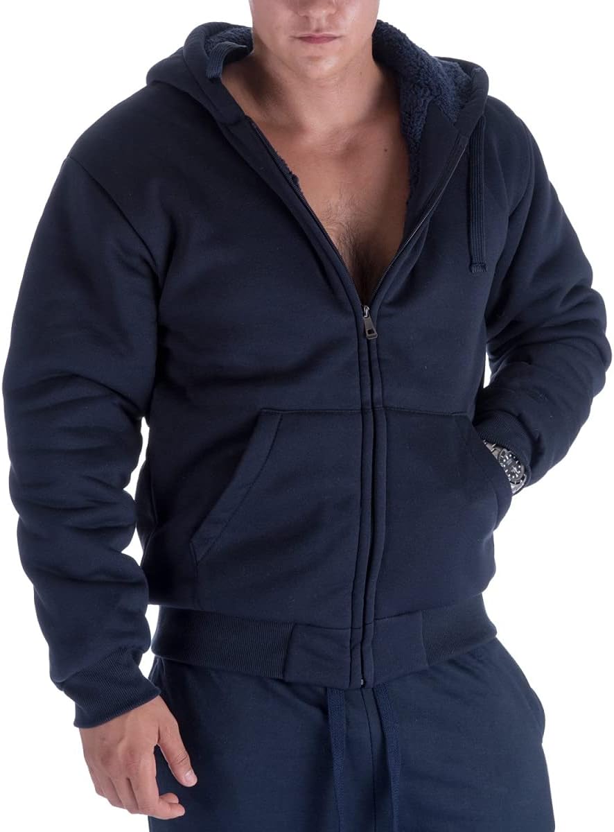 61FEfArWQJL._AC_SL1200_.jpg Men's Heavyweight Full Zip Sherpa Hoodie - Image 1