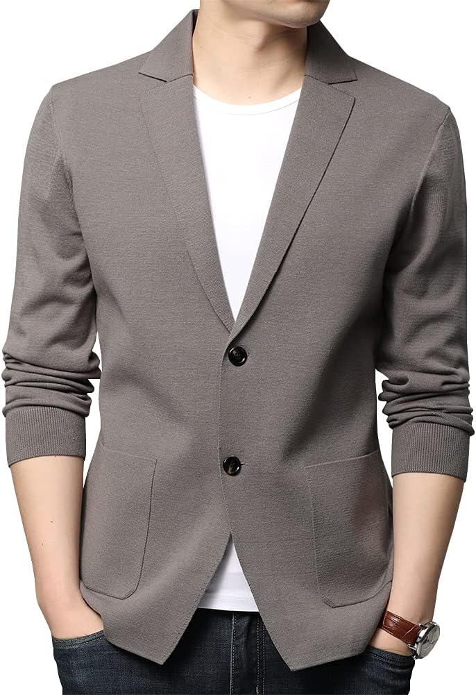 61LCzusv8jS._AC_SL1001_.jpg Men's Notched Lapel Cotton Two-Button Cardigan - Image 1