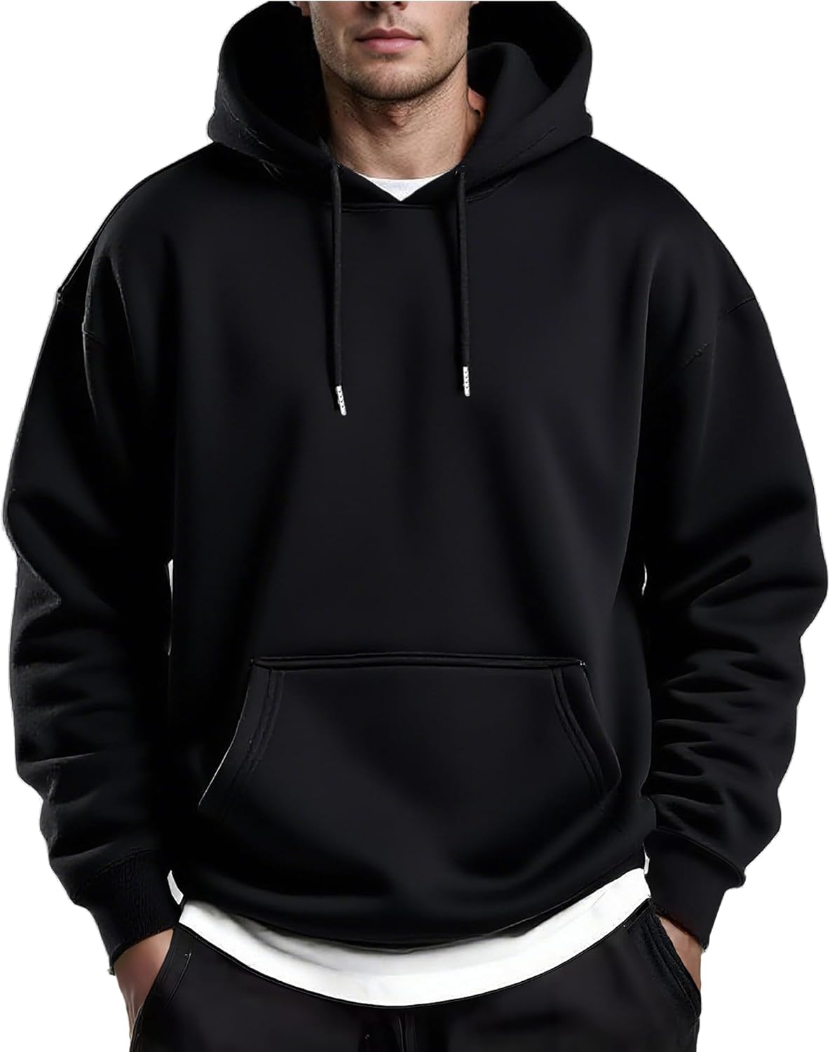 61OcuzJn2fL._AC_SL1500_.jpg Men's Fleece Pullover Hoodie Kanga Pocket - Image 1