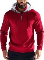Men's Half Zip Stand Collar Fleece Hoodie