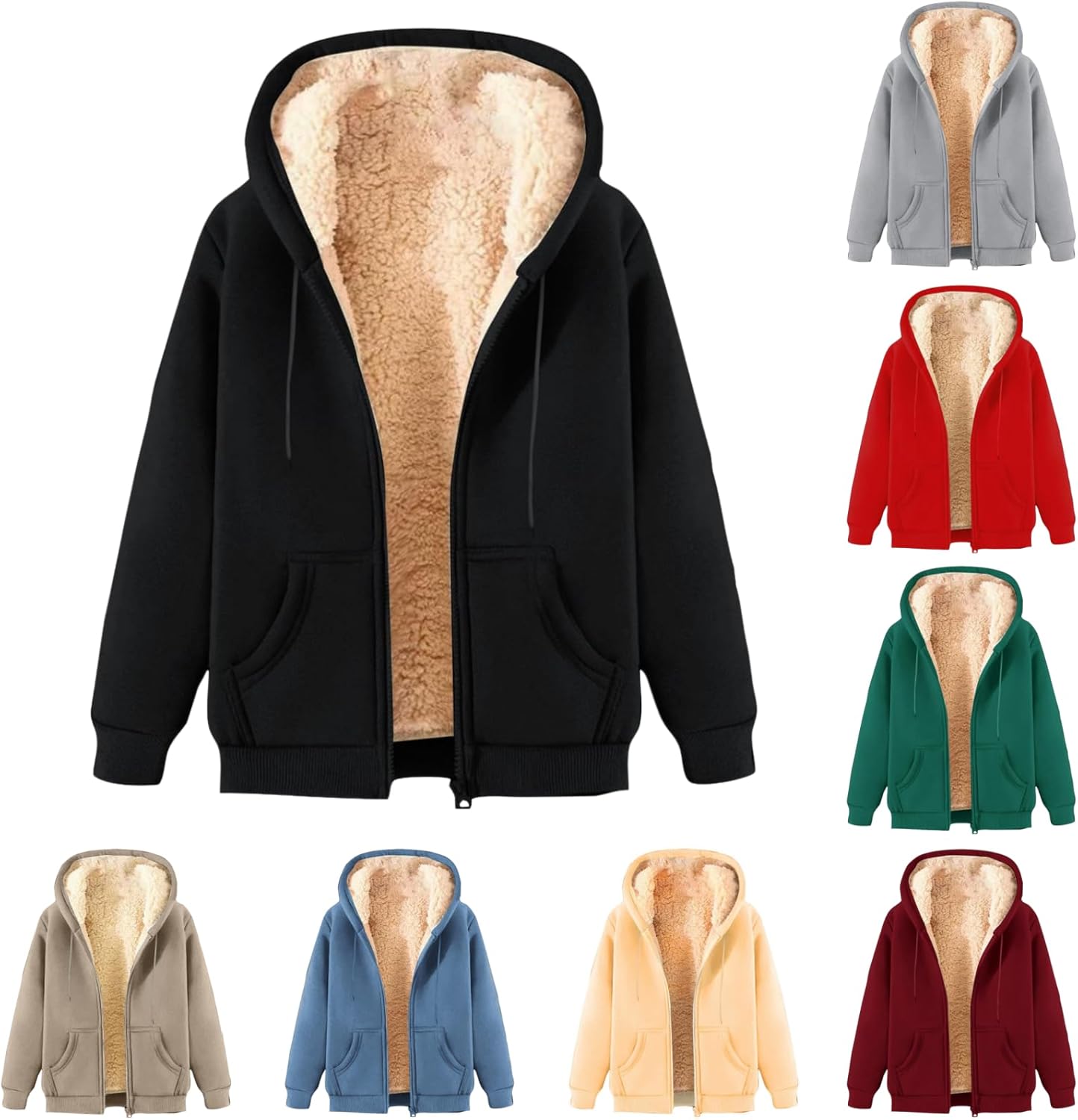 712IGeP2LXL._AC_SL1500_.jpg Men's Sherpa Lined Zip Hoodie with Pockets - Image 1