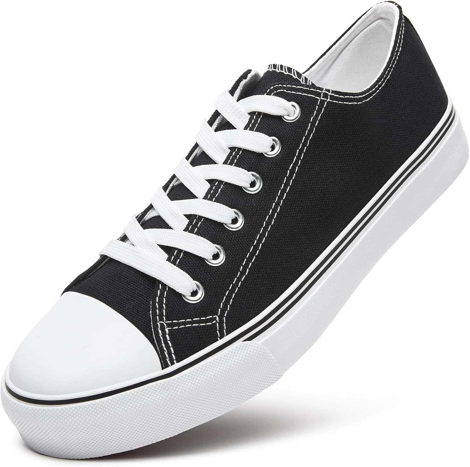 71J-XEvScL._AC_SL1500_.jpg Men's Lace Up Low Top Canvas Sneakers - Image 1