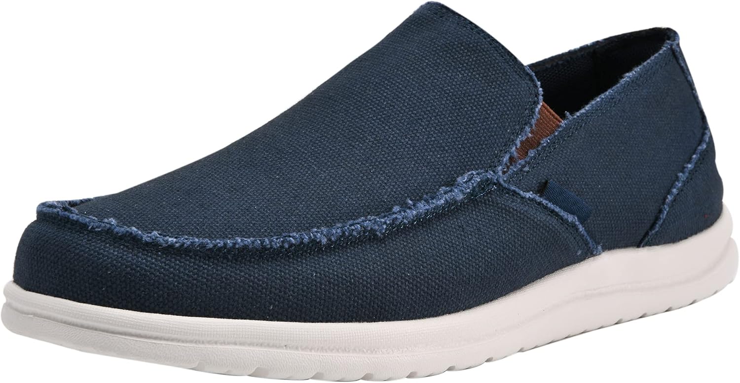 71K55qJH0XS._AC_SL1500_.jpg Men's Canvas Slip On Loafers Deck Shoes - Image 1