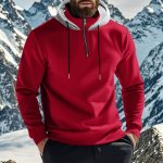 Men's Half Zip Stand Collar Fleece Hoodie - Image 2
