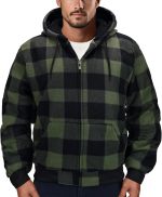 Men's Plaid Flannel Sherpa Zip Hoodie