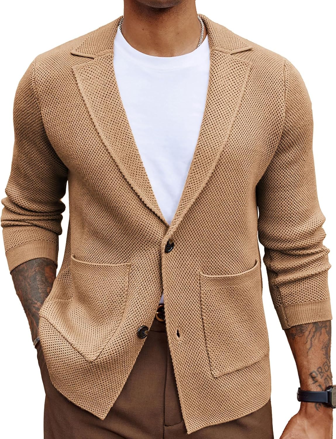 81ZqN5sBO2L._AC_SL1500_.jpg Men's Shawl Collar Knit Blazer Cardigan - Image 1